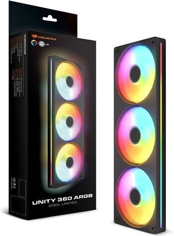 Cougar Unity 360 Reverse Blade Case Fan 1600rpm 49.01cfm with ARGB Lighting and 3-Pin 4-Pin PWM Connection