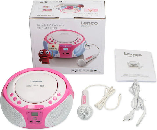 Lenco Ηχείο Karaoke με Ενσύρματo Μικρόφωνο SCD-650 SCD-650P Ροζ