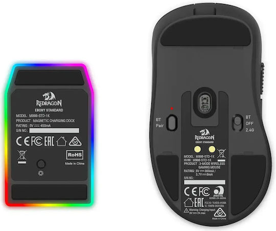 Redragon Ebony Ασύρματο Gaming Ποντίκι 24000 DPI Μαύρο