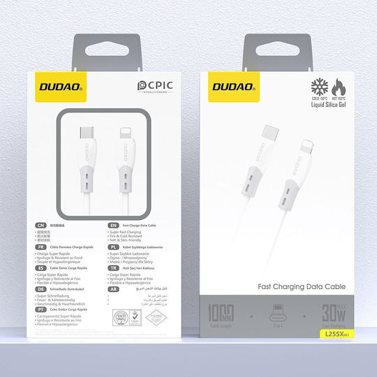Dudao L25sx Ladekabel Datenübertragung Usb-c/Blitzkabel 30w 1m Weiß