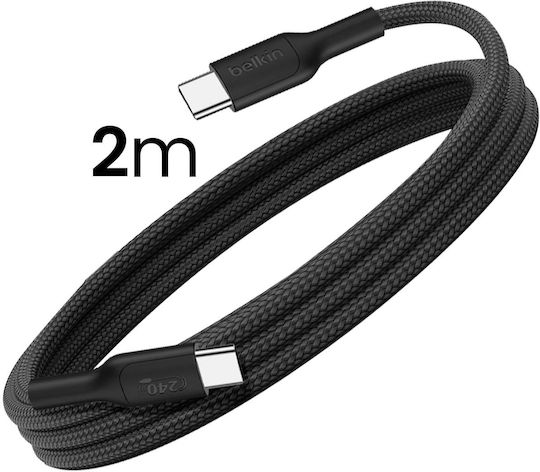 Belkin Braided USB 2.0 Cable USB-C Male - USB-C 240W PD Black 2m CAB025HQ2MBK