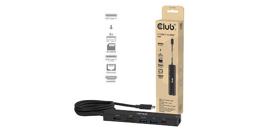 Club3D USB-C Docking Station με HDMI 4K PD Ethernet Μαύρο (CSV-2555)