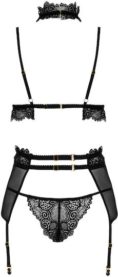 Sexy Dessous-Sets Bn Velvet Sin 3 Stücke Schwarz