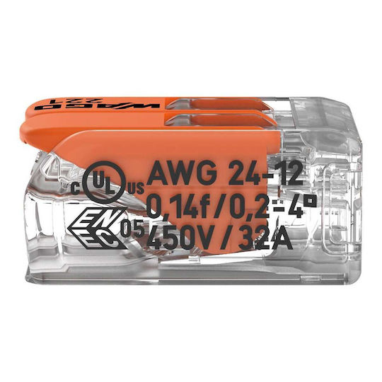 2-wire Branch Connector Max 4 Mm² 100 Pcs Wago 221-412