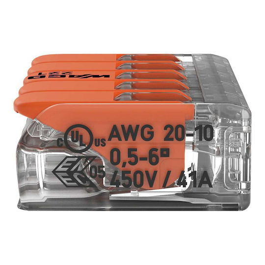 5-wire Branch Connector Max 6 Mm² 15 Pcs Wago 221-615