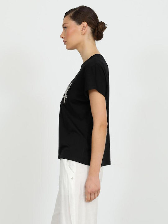 Damen Crop T-Shirt Schwarz