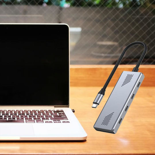 Gembird Hub 4 Θυρών USB 2.0 με σύνδεση USB-C Ασημί