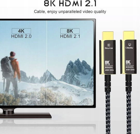 PremiumCord HDMI 2.1 Ultra High Speed 48Gbps 4K 120Hz HDR VRR Cable HDMI male - HDMI male 7m Μαύρο