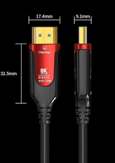 PremiumCord HDMI 2.1 Ultra High Speed 48Gbps 4K 120Hz HDR VRR Cable HDMI Male - HDMI Male 15m Black