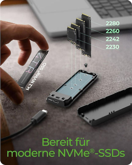 Icy Box Case for M.2 SATA III NVME Hard Drive with Type-C Connection