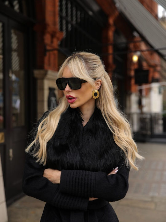 AV Sunglasses Mila Unisex Γυαλιά Ηλίου με Μαύρο Κοκκάλινο Σκελετό και Πράσινο Φακό