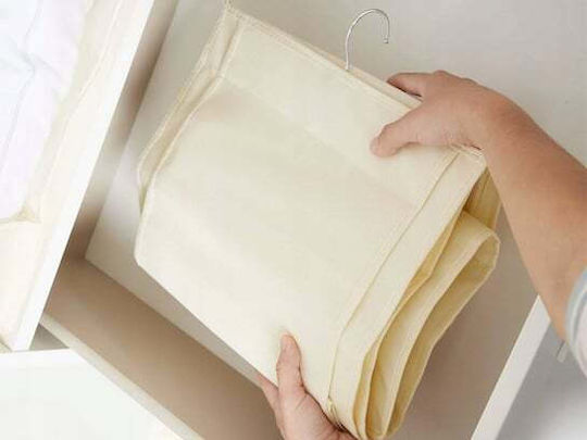 Husă Textilă De Depozitare Pentru Pantofi Atârnătoare În Culoare Ecru 117x32cm