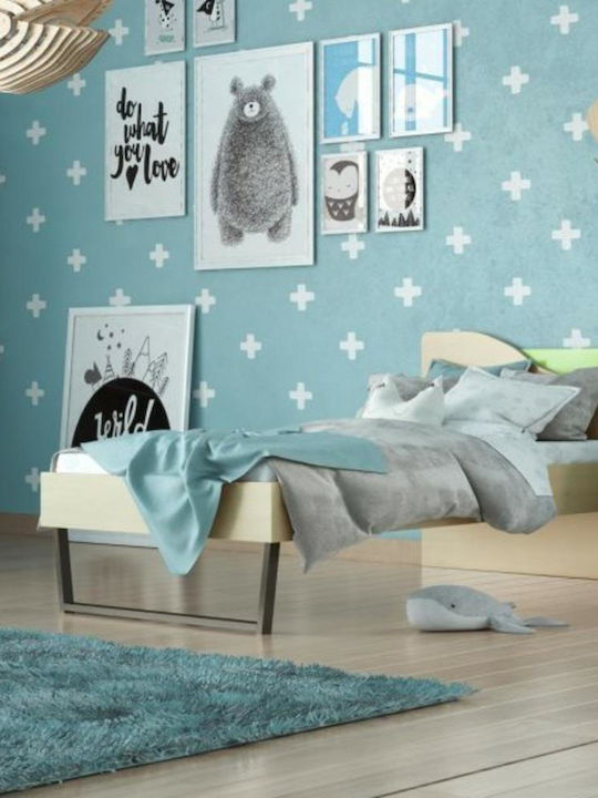 Τόξο Kids Bed Classic Single Oak-Green for Mattress 90x190cm