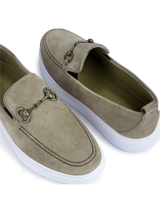 Suede Men's Moccasins in Beige Colour
