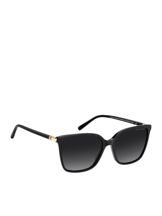 Tommy Hilfiger Women's Sunglasses with Black Horn-Rimmed Frame and Black Lens