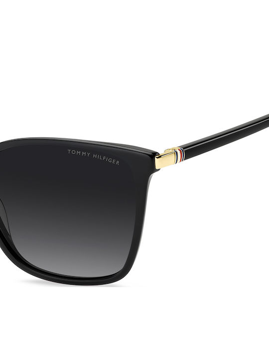 Tommy Hilfiger Women's Sunglasses with Black Horn-Rimmed Frame and Black Lens