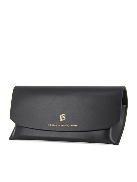 David Beckham Unisex Sunglasses with Black Horn-Rimmed Frame and Black Lens DB 7161/S 807/IR