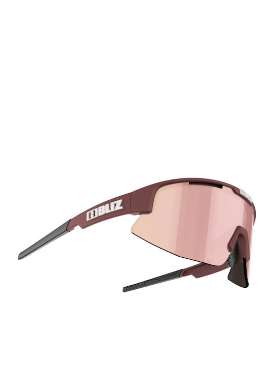 Bliz Matrix Small Bărbătești Ochelari de soare cu Burgundy Cadru și Roz Oglindă Lentilă 52007-49