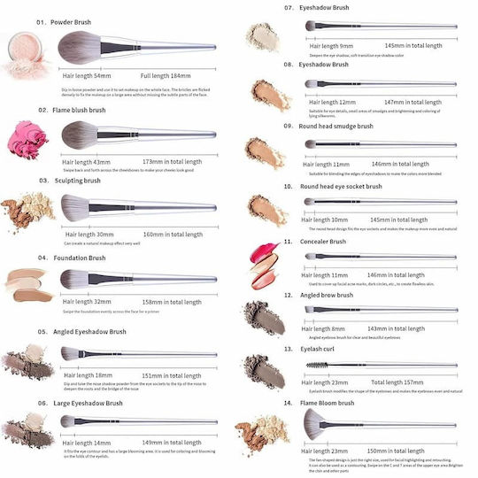 Professionelles Make-up Pinsel Set mit Tasche 14 Stück