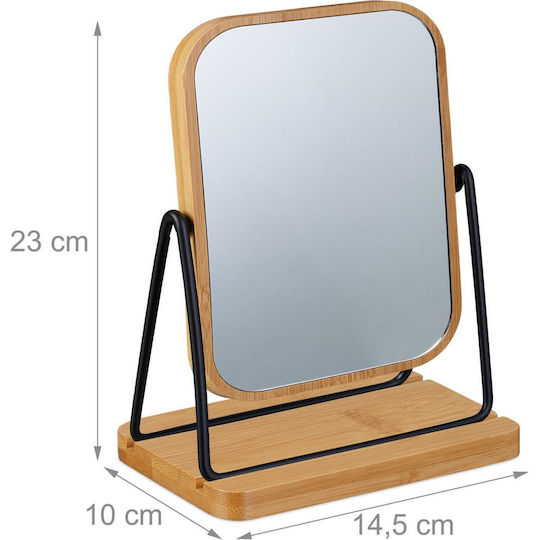 Relaxdays Makeup Mirror Tabletop 23x14.5cm Brown