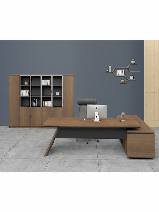 Ecke Professionelles Büro Proline Holz Dark Walnut / Black 200x200x76cm