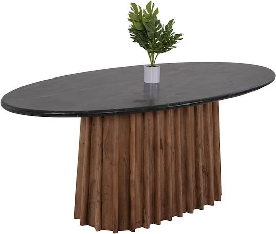 Draxx Ovaler Esszimmertisch aus Massivholz Schwarz 200x100x76cm
