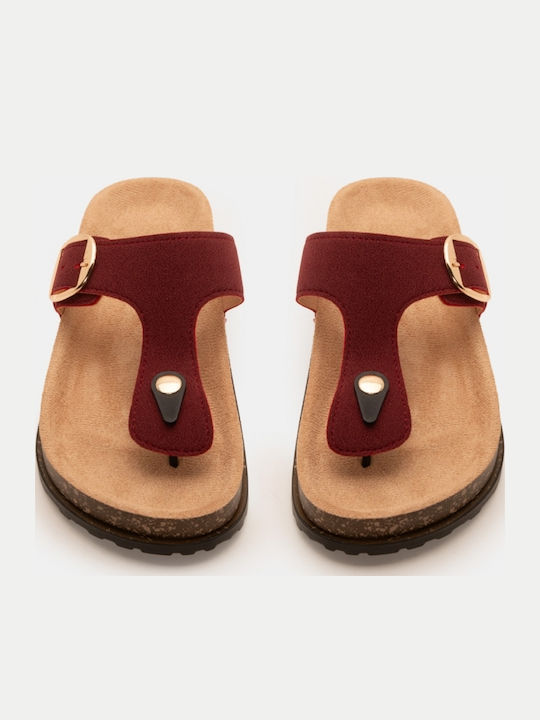 Flache Damen Sandalen Flatforms Burgundisch