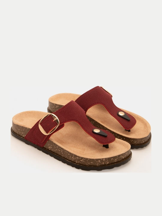 Flache Damen Sandalen Flatforms Burgundisch