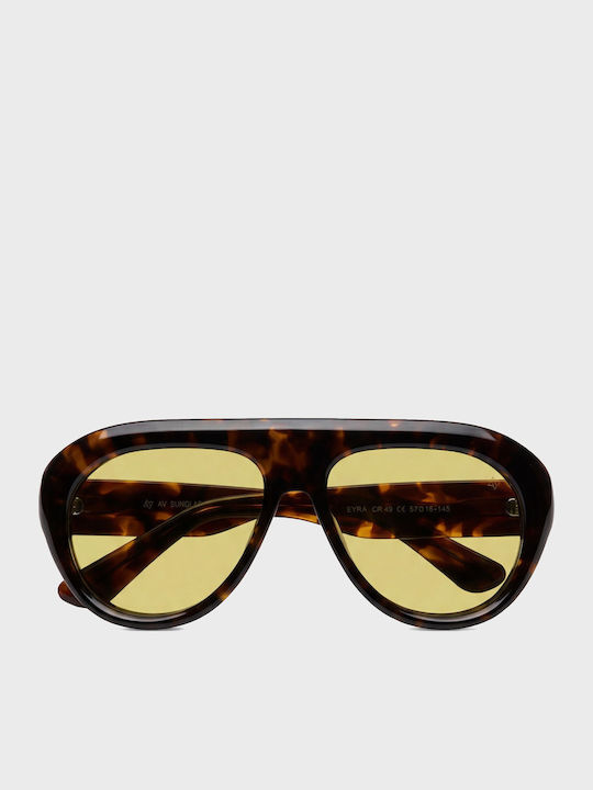 AV Sunglasses Lyra Unisex Sunglasses with Brown Tartaruga Horn-Rimmed Frame