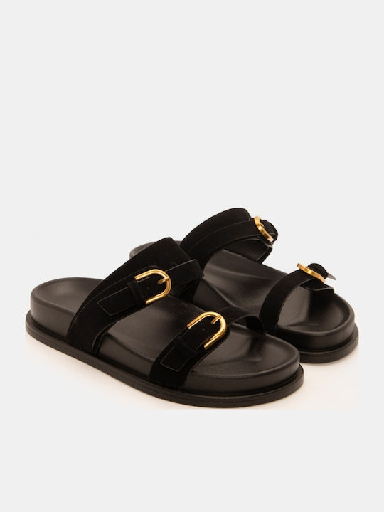 Flache Damen Sandalen Flatforms Schwarz