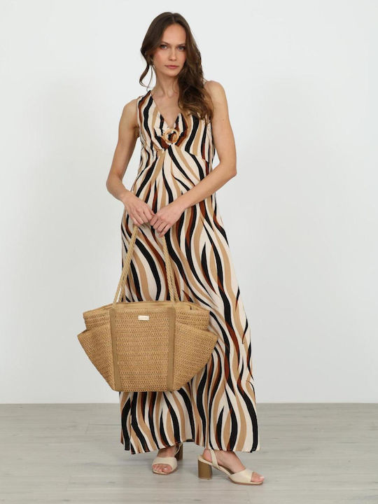 Sommer Maxi Damenkleid Braun