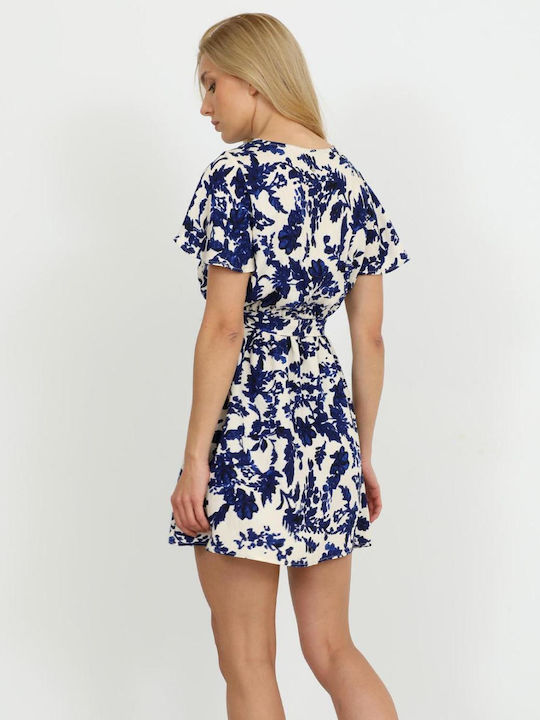 Summer Mini Dress Wrap Blue