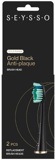 Seysso Gold Anti Plaque Spare Heads 2 Pcs Black