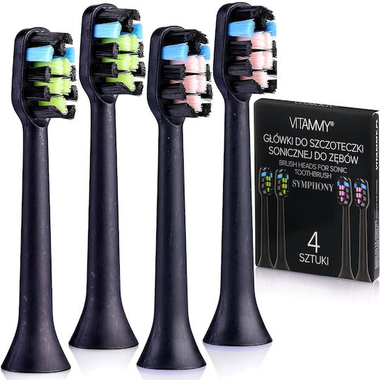 Vitammy Tip Symphony Sonic Electric Toothbrush Replacement Heads Black 4 Pieces