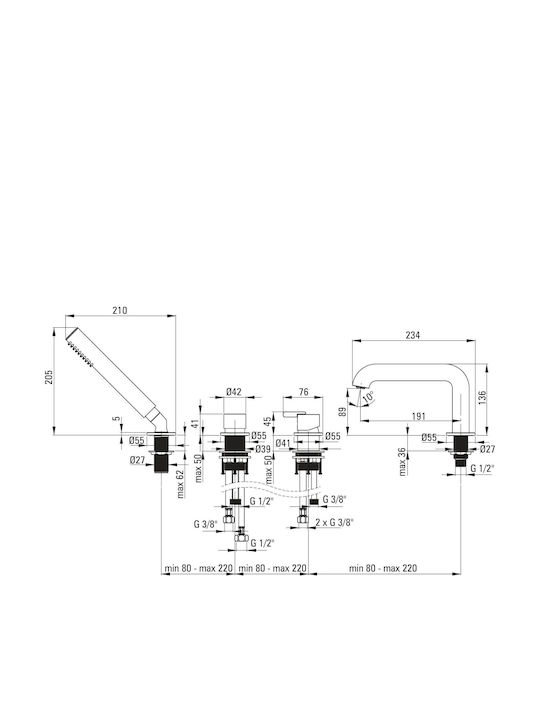 Deante Thermostatic Bathtub Mixing Faucet Complete Set White
