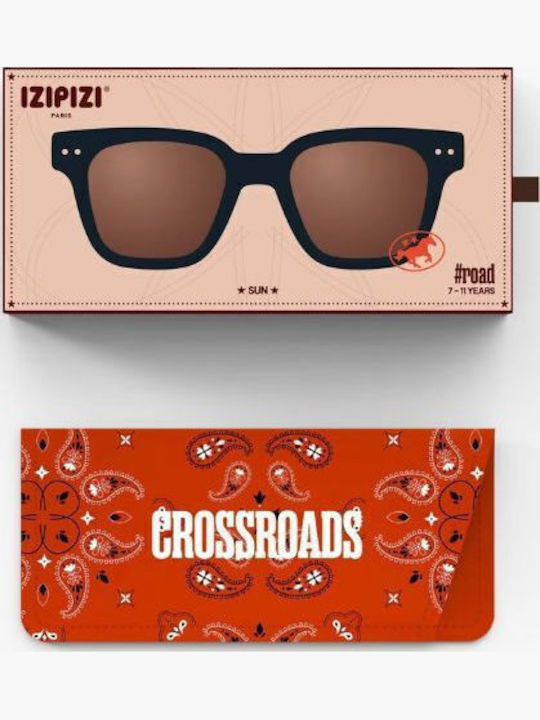 Izipizi Square Kids Sunglasses with Mirror Lens Black for 7-11 Years