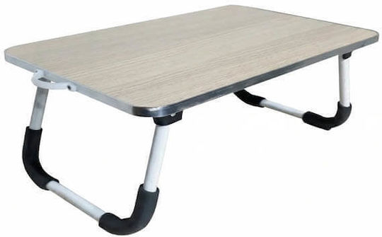 Auxiliary Garden & Terrace Table for Small Spaces Foldable Wooden with Metal Frame Beige 48x30x20cm