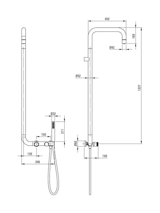 Deante Shower Column with Mixer Gray