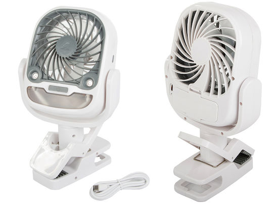 Ventilator Umidificator 2 În 1 Zola Birou Wireless Rotire 360° 3 Viteze Funcție Iluminare Cu Clema Suport Birou 25 X 12.5 X 12.5 Cm Alb