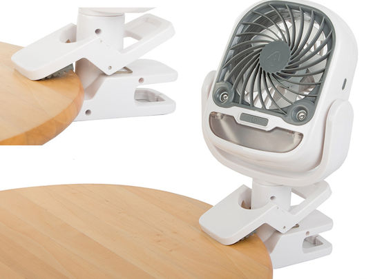 Ventilator Umidificator 2 În 1 Zola Birou Wireless Rotire 360° 3 Viteze Funcție Iluminare Cu Clema Suport Birou 25 X 12.5 X 12.5 Cm Alb