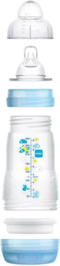 Mam Plastic Baby Bottle Easy Start Forest Anti-Colic with Silicone Teat for 2+ Months Blue Whale-Penguin - Blue 260ml