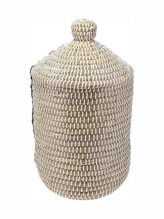 H&S Collection Σετ Καλάθια Απλύτων Ψάθινα 45lt με Καπάκι Μπεζ