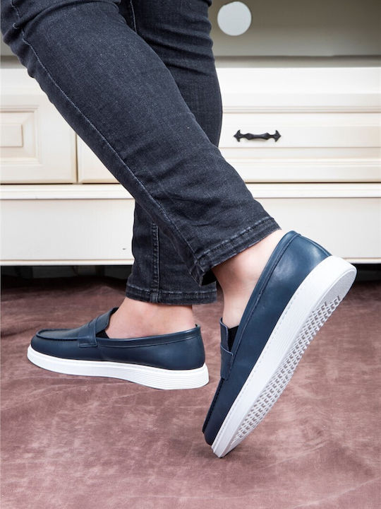 Leder Herren Mokassins in Blau Farbe