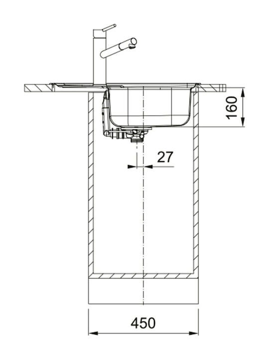 Franke Spark Skn Ένθετος Νεροχύτης Inox Μ50xΠ62cm Γκρι