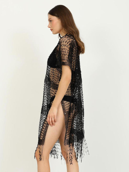 Doca Damenbademode Kaftan Schwarz
