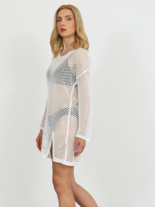 Doca Damen Maxi Kaftan Strand Weiß