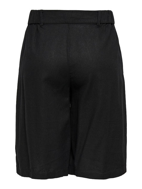 Women's Linen Black Bermuda