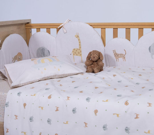 Nef-Nef Homeware Jungle In Motion Bordură Clasică Pentru Șinele De Protecție Ale Pătuțului Ecru 40cm