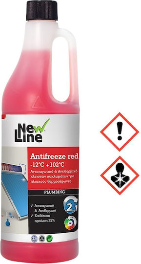 New Line Antifreeze Red -12°C + 102°C Αντιψυκτικό Υγρό Ηλιακού Θερμοσίφωνα 1lt