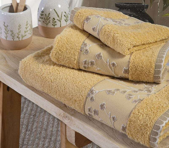 Nef-Nef Homeware Πετσέτα Χεριών Floriva 30x50εκ. Yellow Βάρους 500gr/m²